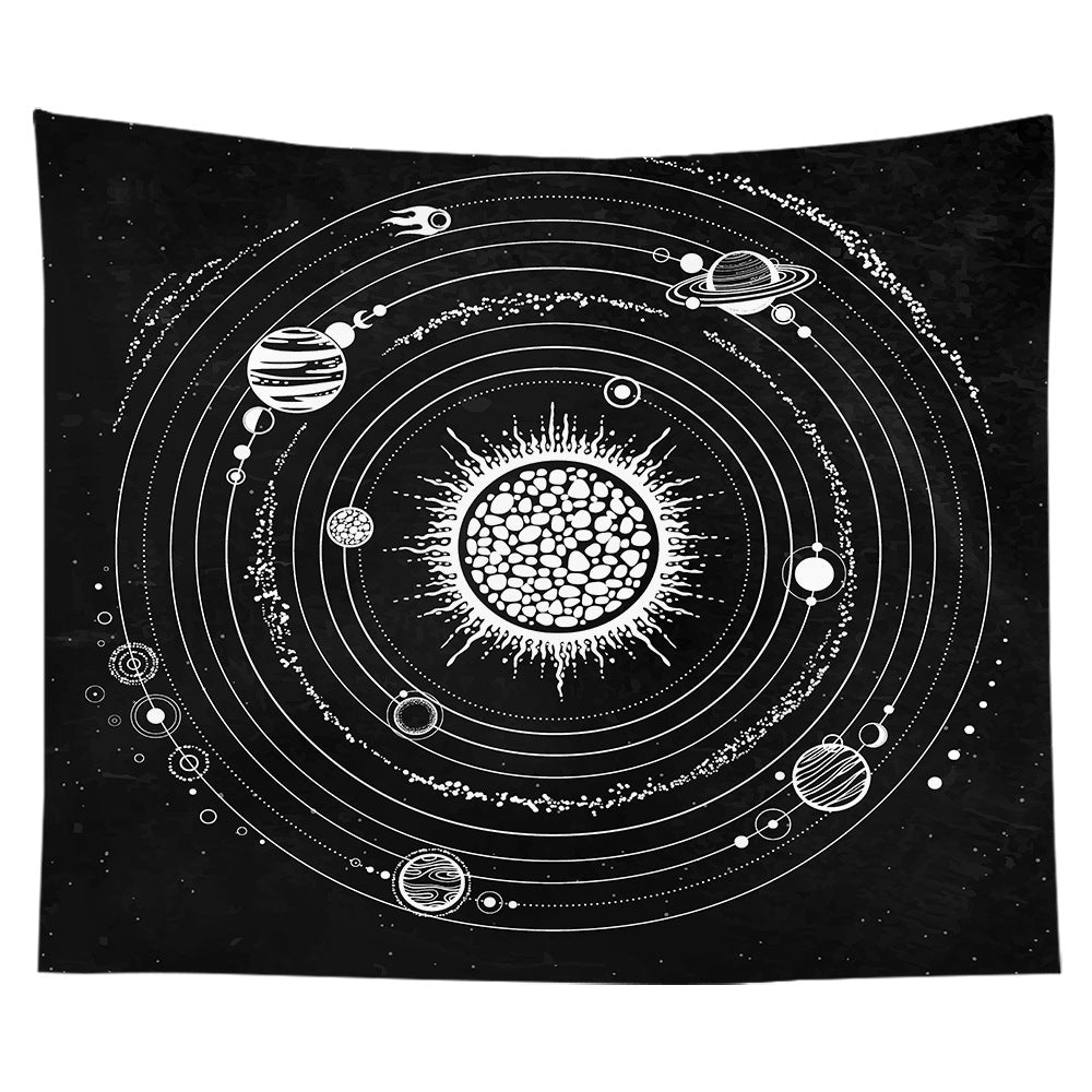 Galaxy Tapestry, Planet Tapestry,  Mysterious  Aesthetic  Tapestries,  Psychedelic Black and,White Tapestry Wall Hanging , Stars Wall Art