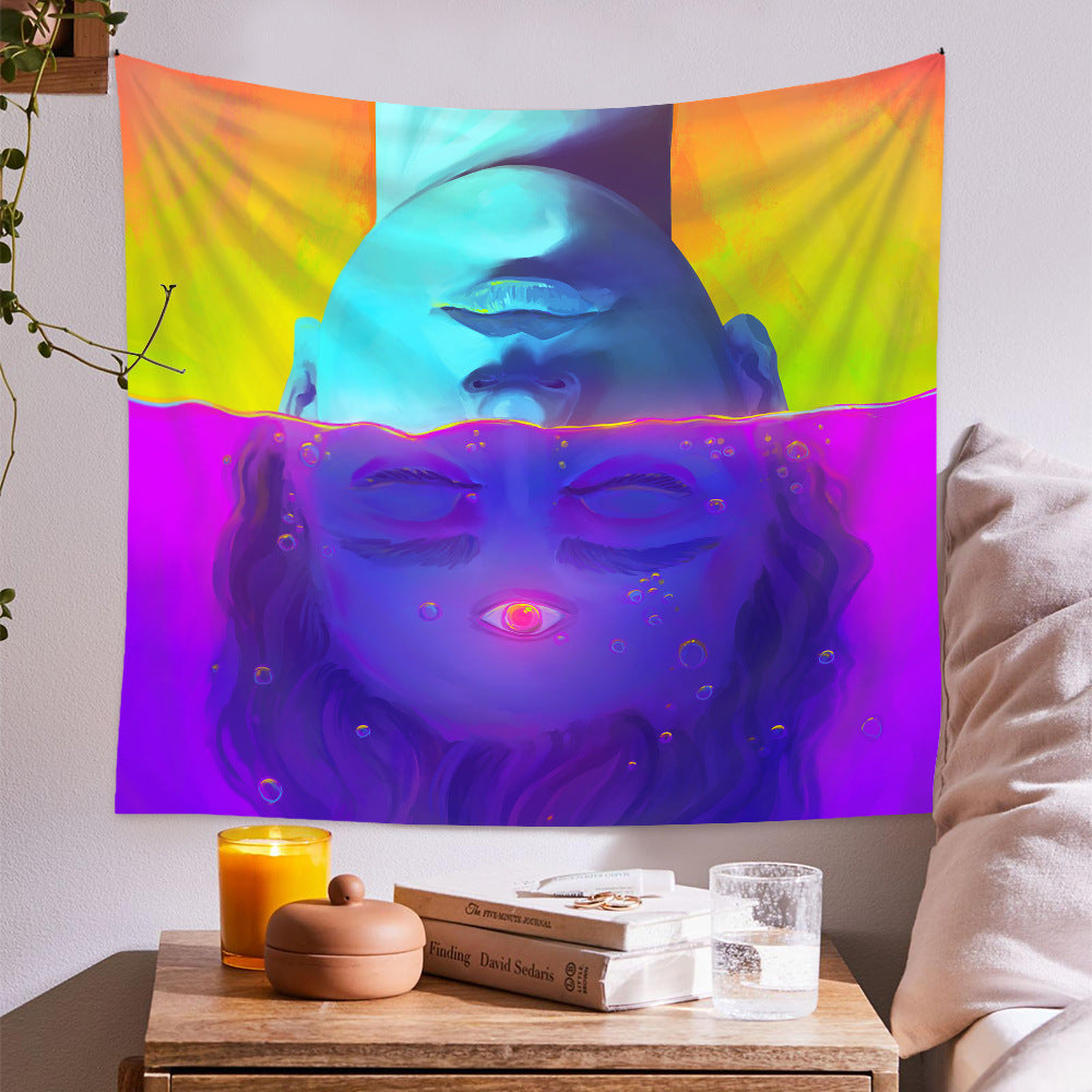Meditation Tapestry, Abstract  Wall Hanging , Head in Water Tapestry,  Third Eye Tapestry ,  Psychedelic  Mandala, for Bedroom Décor, Dorm