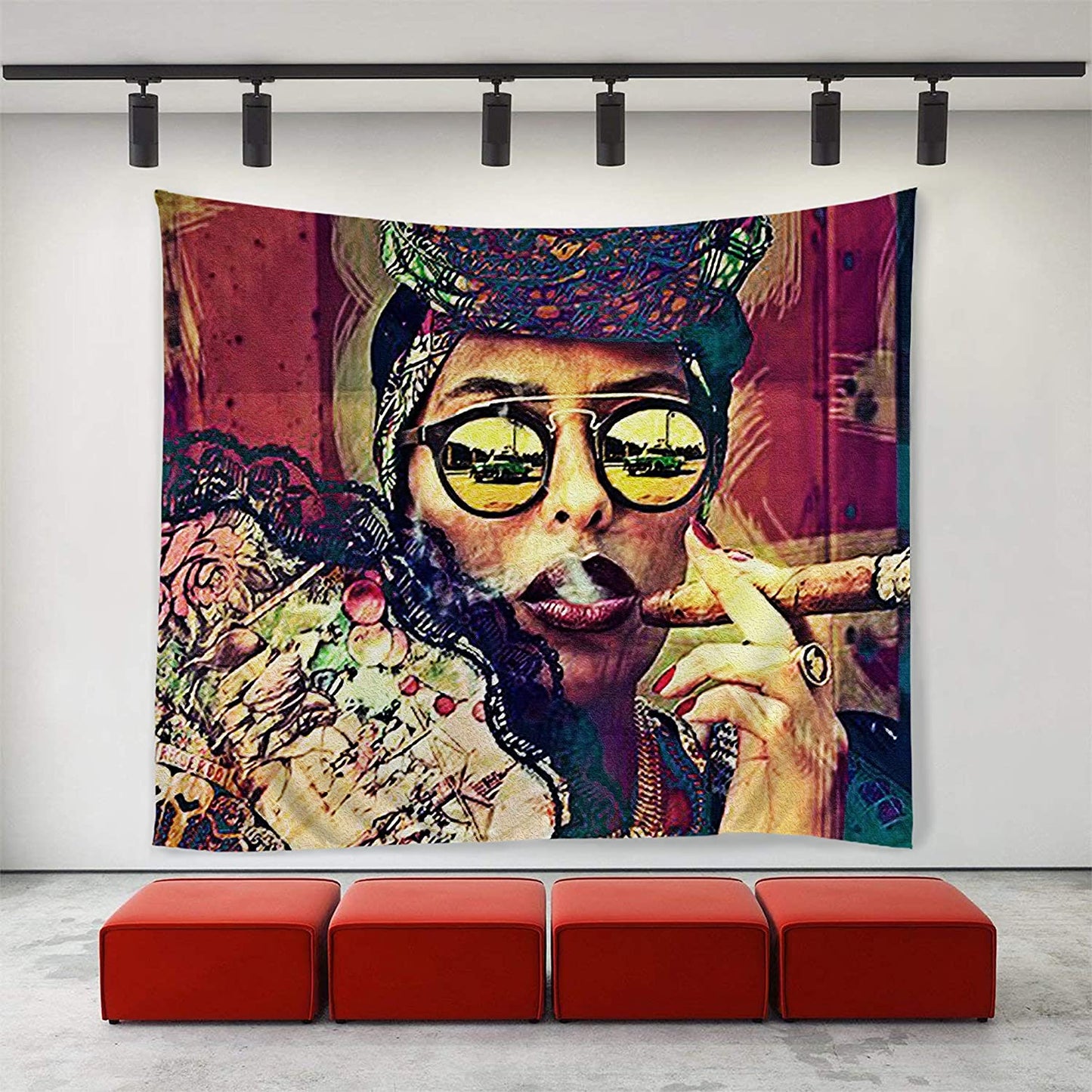 African Women Lady Tapestry African American Woman Smoking Tapestries Wall Art Rasta Bedroom Living Room Dorm Wall Hanging Throw Bedspread