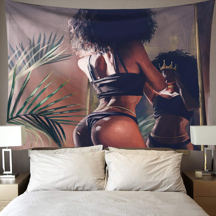African American Sexy Women Tapestry, Psychedelic Tapestries, Hippie , African Black Girl Wall Tapestry For Living Dining Room College Dorm