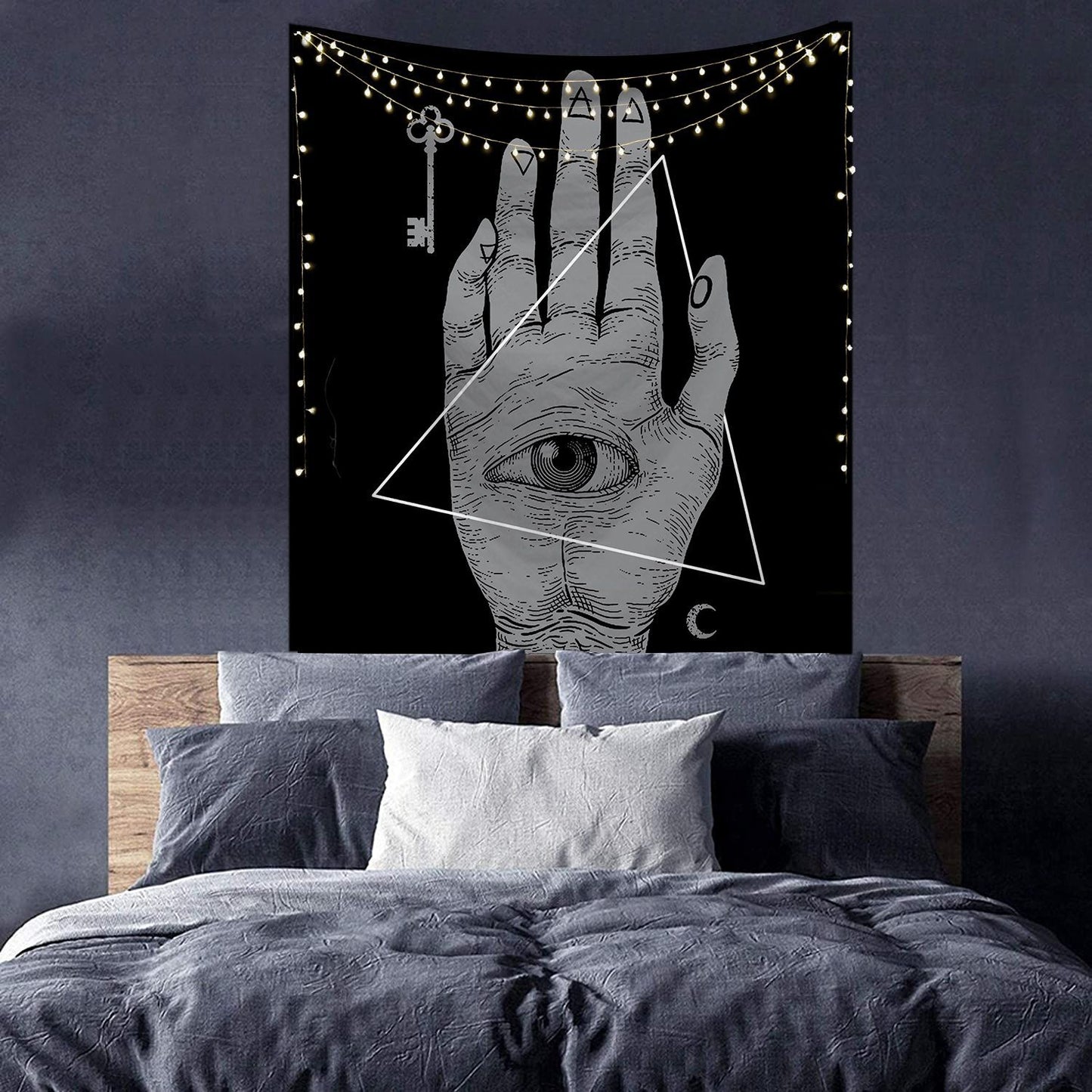 The Third Eye Tapestry, Meditation Mandala, Spiritual  Decor, 7 Chakra Wall Hanging, Hand and Eye Wall Tapestry for Bedroom Living Room
