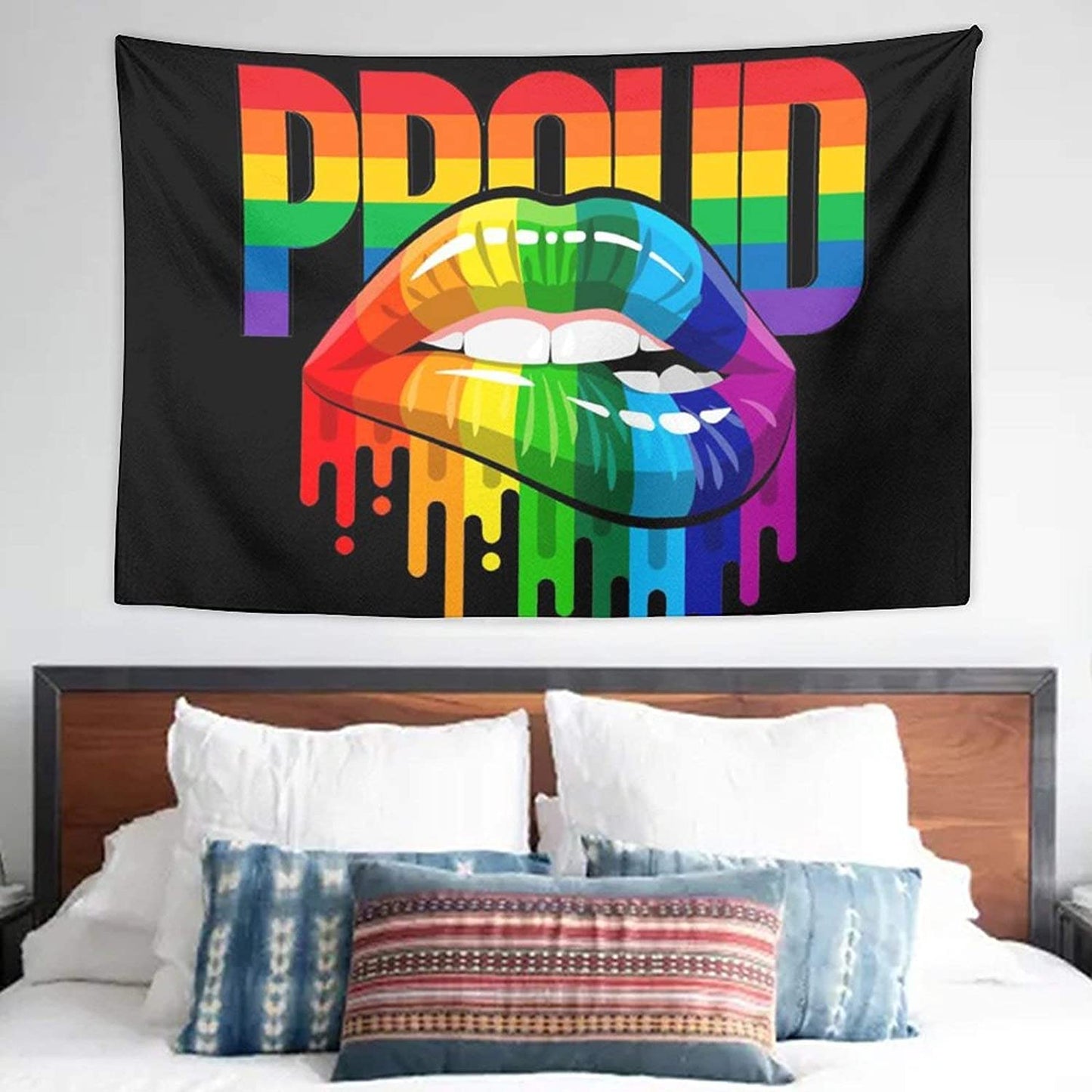 PROUD Tapestry , Rainbow Lips Tapestry, LGBT Wall Hanging, Pride Lips Tapestries , Sexy Lips Wall Picture, Mandala for Bedroom Dorm