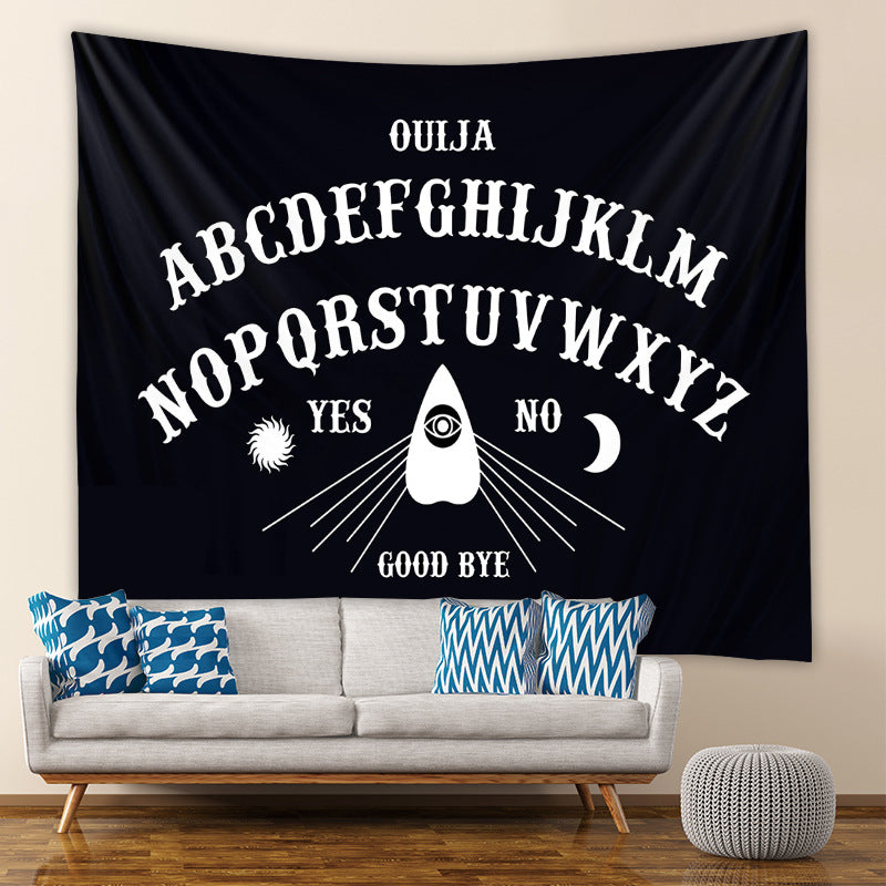 Ouija Tapestry, Ouija Spirit Board t Wall Hanging, Black and White Tapestry, Witchcraft Cloth, Occult Tapestries for Living Room Décor