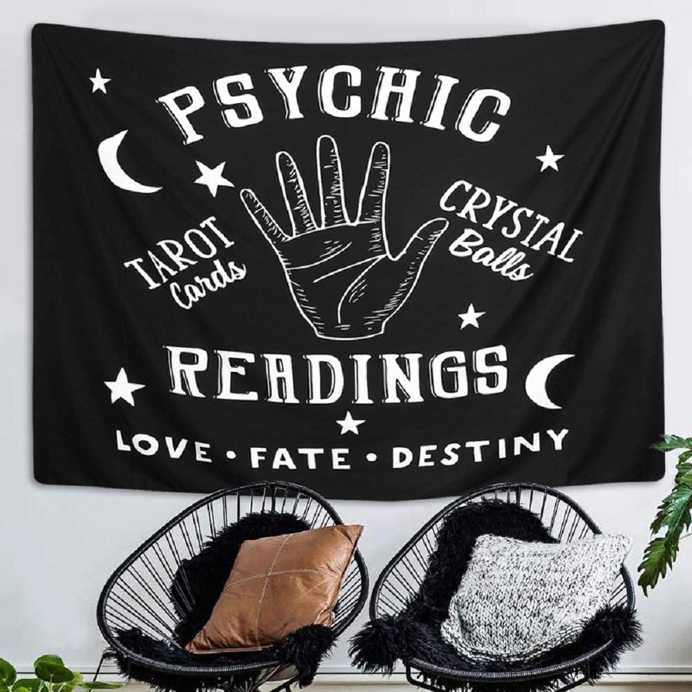 Tapestry Moon and Star Love, Fate, Destiny, Readings Black Mandala Wall Hanging Hand Bohemian Tarot Cloth Bedroom Living Room Home Decors