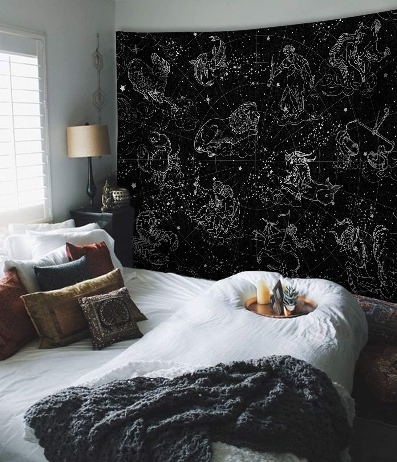 Zodiac Tapestry ,Constellation Stars Wall Hanging , Aesthetic Wall Art, Astrology, Witch, Pagan, Wall Hanging Tapestry for Bedroom , Dorm