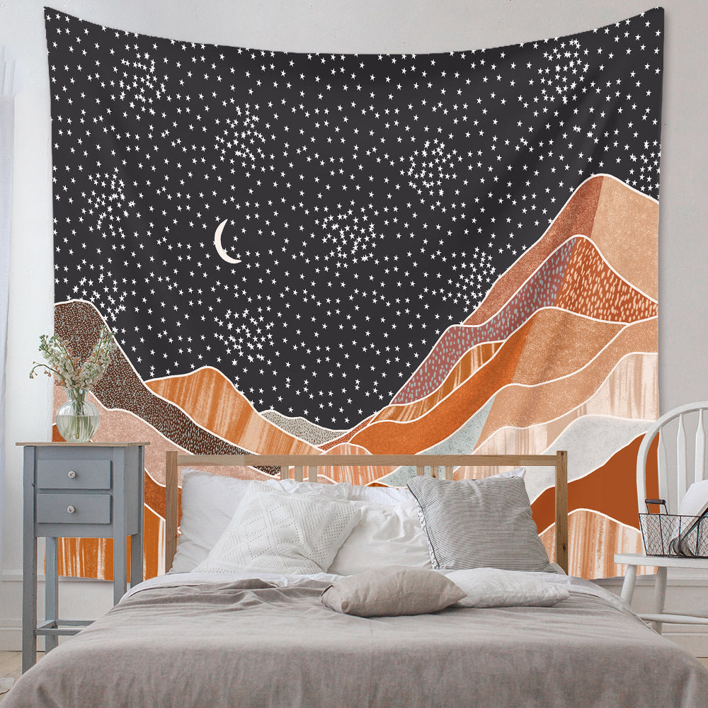 Mountain Moon Wall Hanging Nature Landscape Tapestry, Luna Tapestries, Celestial Wall Décor, Witchy Mystical Room Decor for Bedroom Home