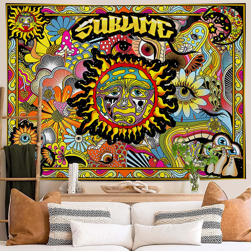Sublime Sun Tapestry, Trippy Wall Art , Psychedelic  Wall Hanging,  Colorful Vintage Hippie Aesthetic Tapestry, Bohemian Décor for Room