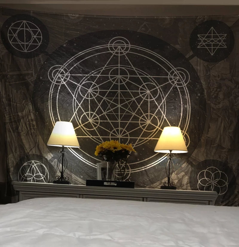 Witchcraft Tapestry, Vintage Tarot Divination Wall Hanging , Astrology Tapestry, Tarot Cloth, Pentagram Tapestries For Bedroom Living Room