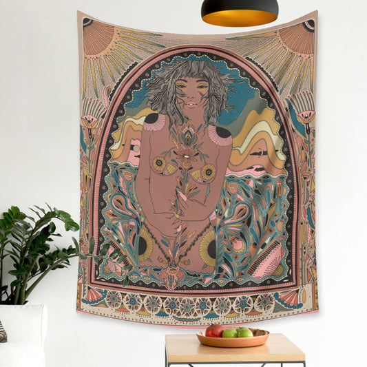 Vintage Wall Tapestry , Nude Woman Tapestry, Tarot Cloth, Abstract, Trippy ,Floral ,Aesthetic, Hippie Wall Art  For Bedroom Dorm Decor
