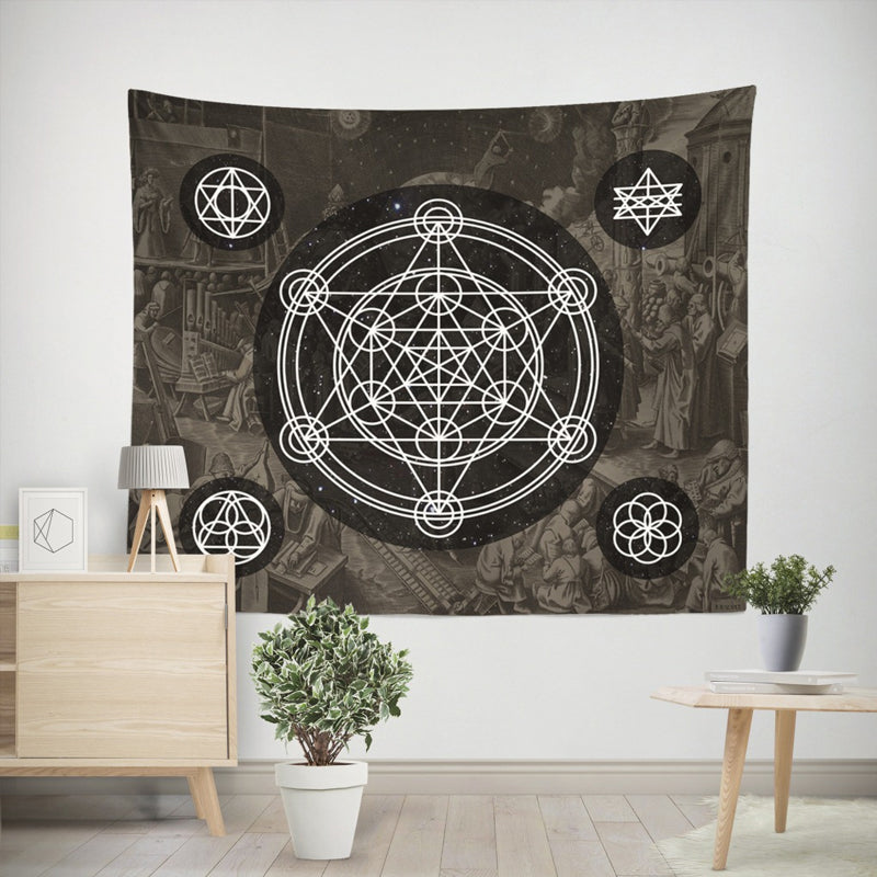 Witchcraft Tapestry, Vintage Tarot Divination Wall Hanging , Astrology Tapestry, Tarot Cloth, Pentagram Tapestries For Bedroom Living Room
