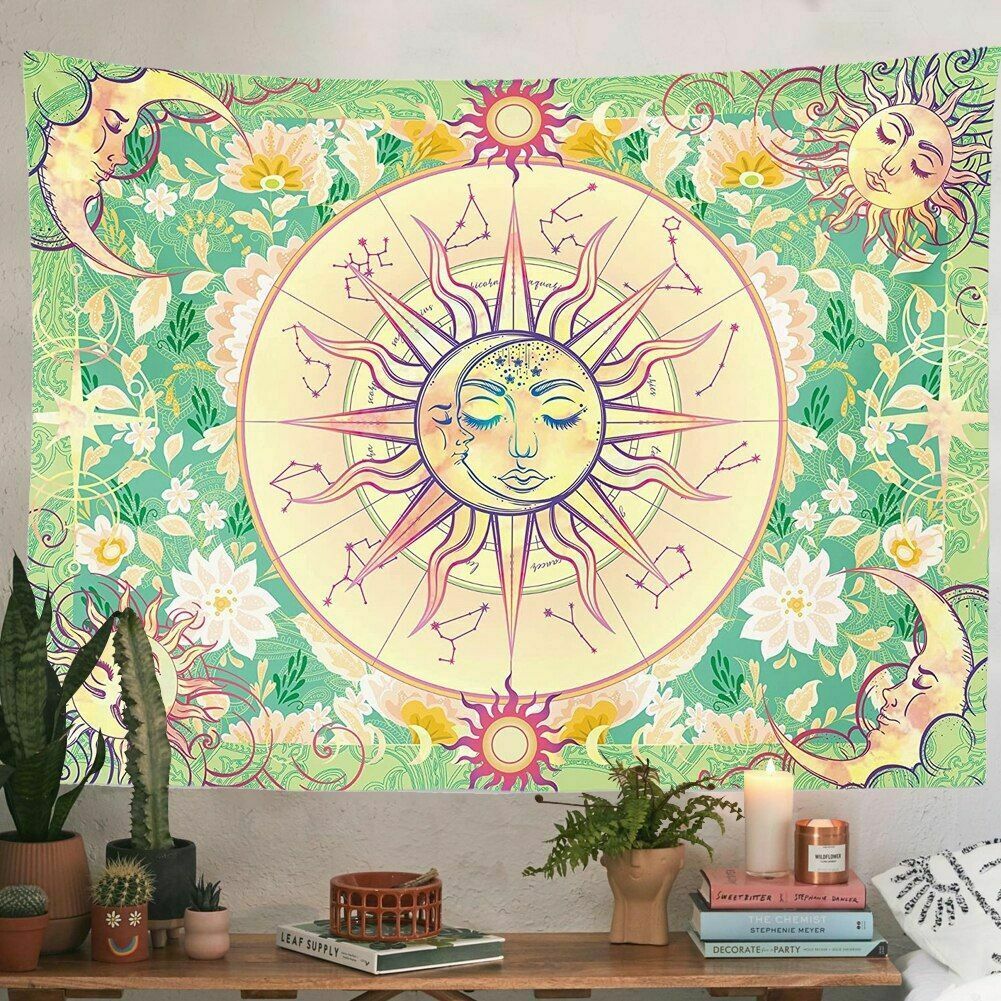 Sun Moon Tapestry, Starry Wall Hanging,  Celestial  Tapestries,  Mystic Tapestry, Trippy  Wall Tapestry ,Tarot Cloth, Bedroom Dorm Décor