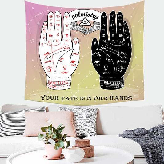 Palmistry Wall Tapestry, Your Fate Is In Your Hand,  Palm Reading Wall Hanging Poster, Print Wall Art Décor, Astrology Wall Art