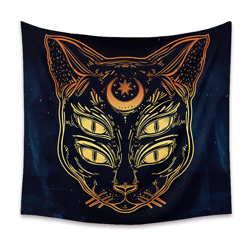Black Cat Animal Tapestry , Witchcraft Wall Art, Witchcraft Room Decor,Bedroom Home Wall Covering, Gift for Cat Lover, Kitten  art