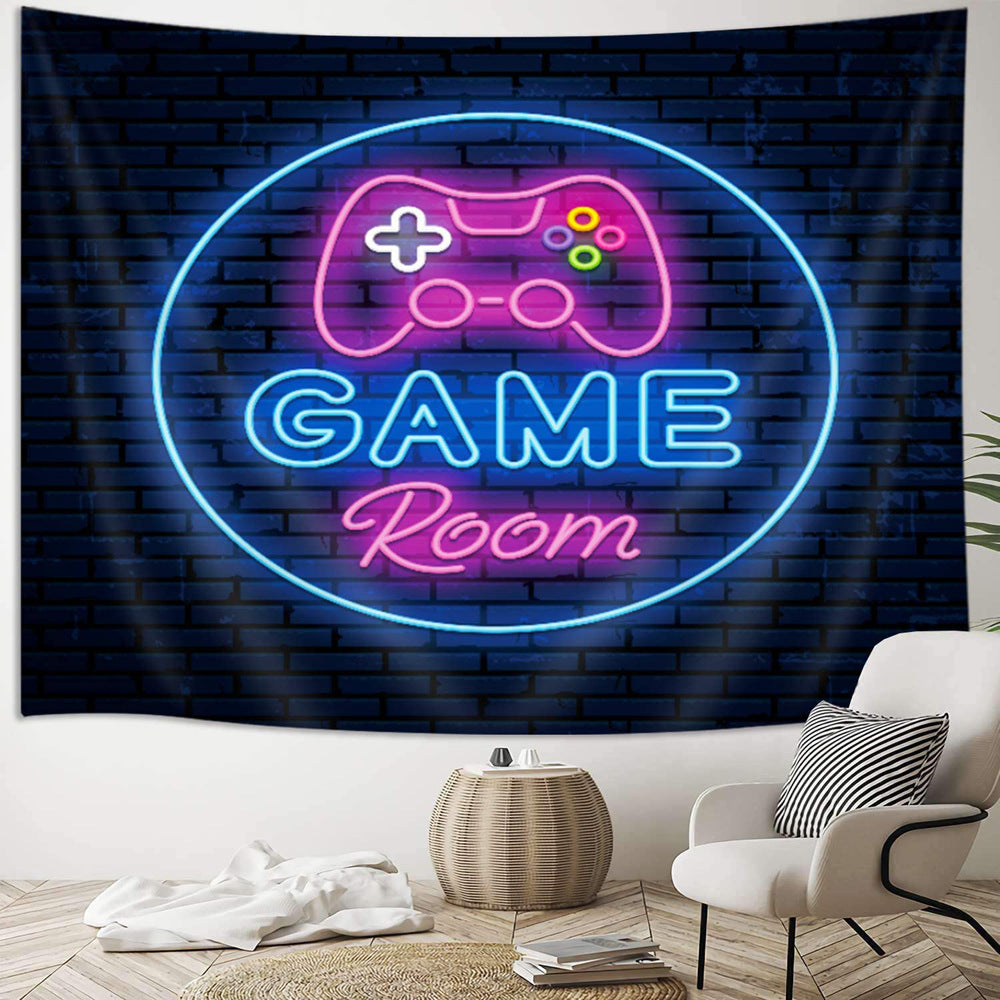 Gamer Room Tapestry , Cool Neon Gaming Wall Hanging,  Fluorescent UV Tapestry,  Game Zone Mandala  for Living Room Bedroom Kids Boys Room