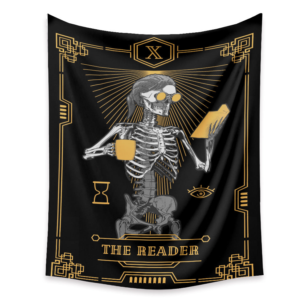 Skull Tapestry ,The Kissing Lovers Tapestry , Black Witchcraft Wall Hanging, Tarot Card Tapestry, Human Skeleton Tapestries for Living Room