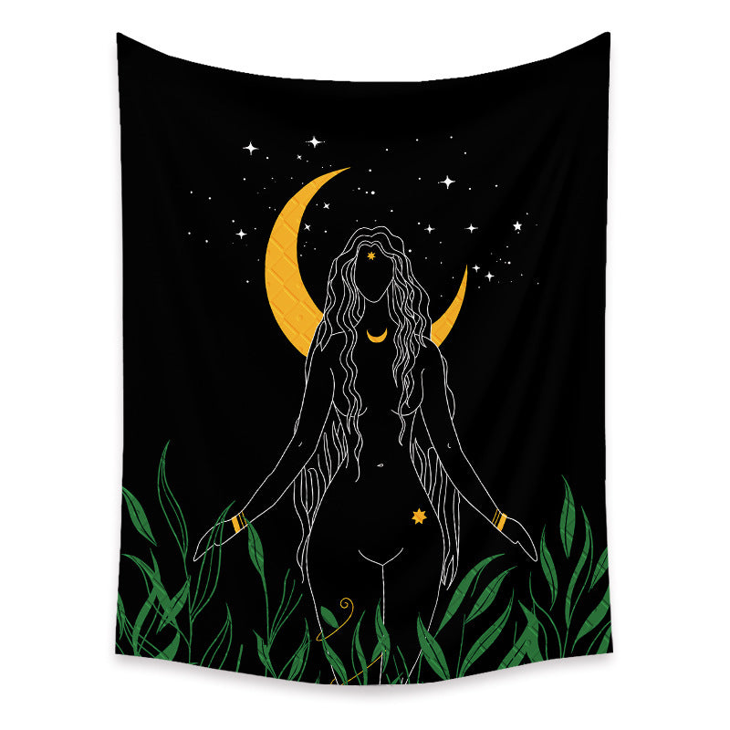 Psychedelic Tapestry, Moon ,Goddess Wall Hanging , Witchy Decor , Witchy,  Celestial Art , For Dorm Bedroom Living Goth