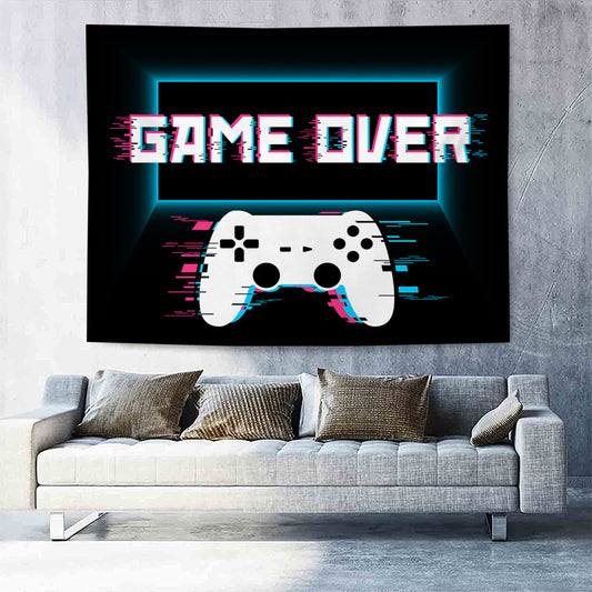 Game Over Tapestry, Game Wall Hanging , Game Over Backdrop , Gaming  Wall Tapestry ,  Cool Gaming  Mandala, for Gamer Room Décor, Kids