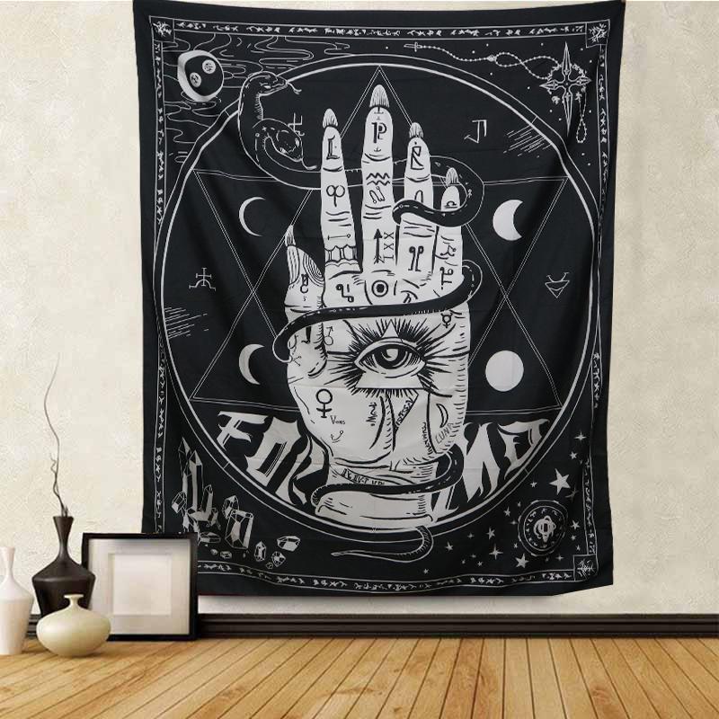The Third Eye Wall Hanging, Black and White Tapestry, Tarot Cloth, Chakra Witchcraft  Mandala, Aesthetics Wall Art  Living Room and Bedroom