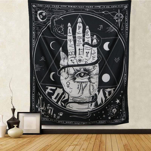 The Third Eye Wall Hanging, Black and White Tapestry, Tarot Cloth, Chakra Witchcraft  Mandala, Aesthetics Wall Art  Living Room and Bedroom