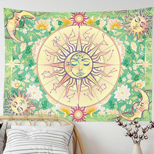 Sun Moon Tapestry, Starry Wall Hanging,  Celestial  Tapestries,  Mystic Tapestry, Trippy  Wall Tapestry ,Tarot Cloth, Bedroom Dorm Décor