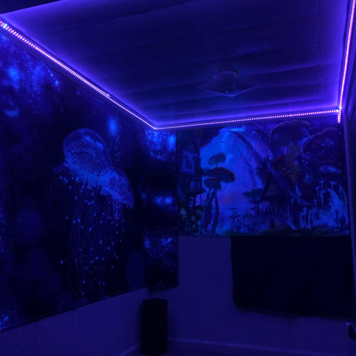 Cosmic Galaxy Undersea Sea Jellyfish Wall Tapestry, Blacklight UV Tapestry, Trippy Tapestry Blue, Fluorescent  Art, Party Décor, for Room