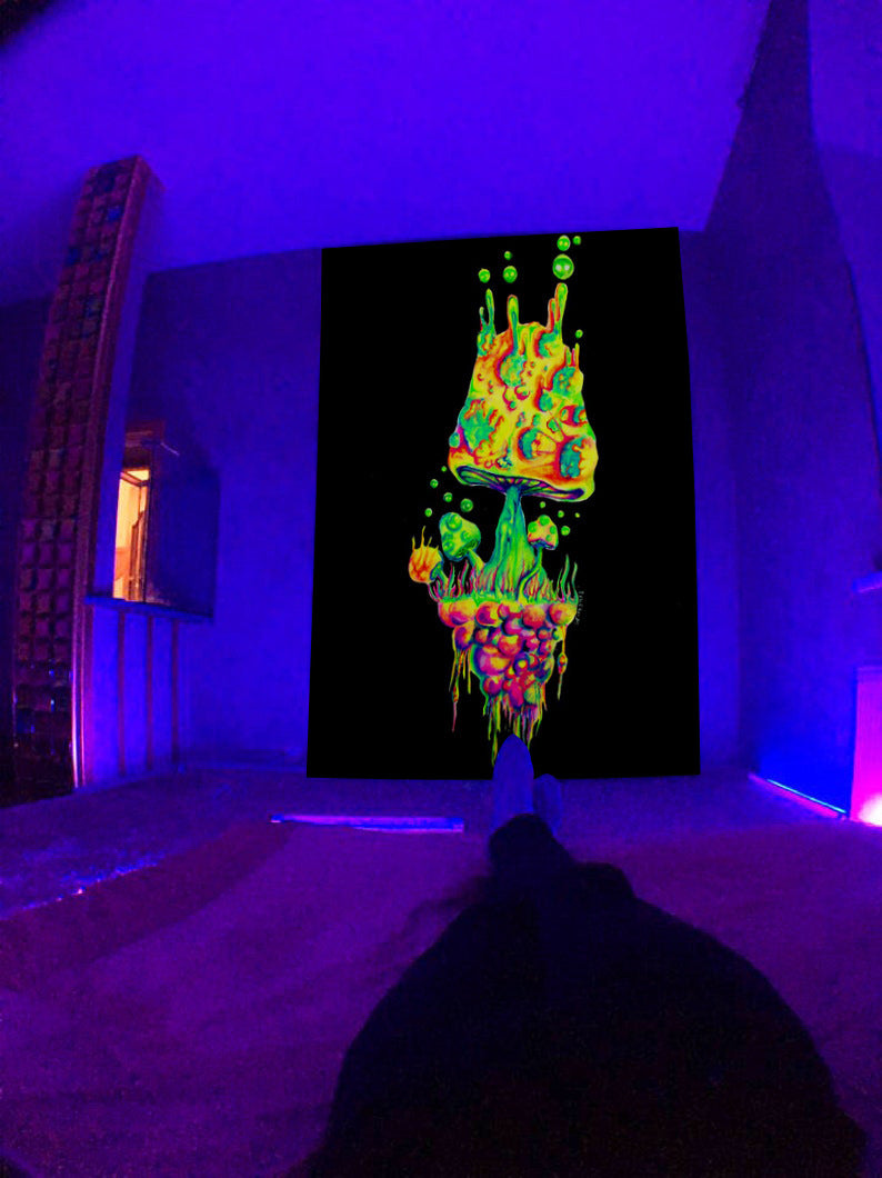 Ultraviolet Tapestry, Glowing Under Fluorescent Wall Hangings, Psychedelic Tapestry, Creative Gifts,Black Light Skull, UV Party Decor