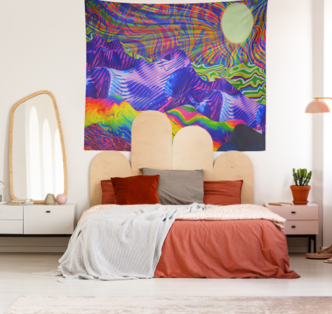 Trippy Tapestry Wall Hanging Psychedelic Colorful Sun Tapestry for Bedroom Hippie Trippy Wall Tapestries for College Dorm Aesthetic