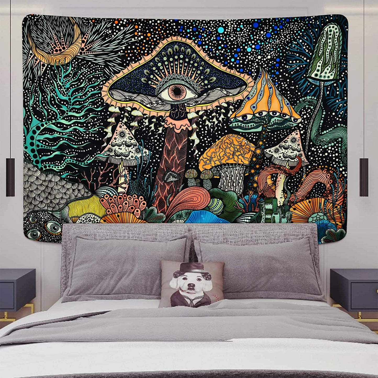 Psychedelic Tapestry, Trippy Wall Hanging, Mushroom Tapestries ,Eyes Tapestry Hippie Plants Tapestry, Bohemian Art Décor ,for Bedroom, Dorm