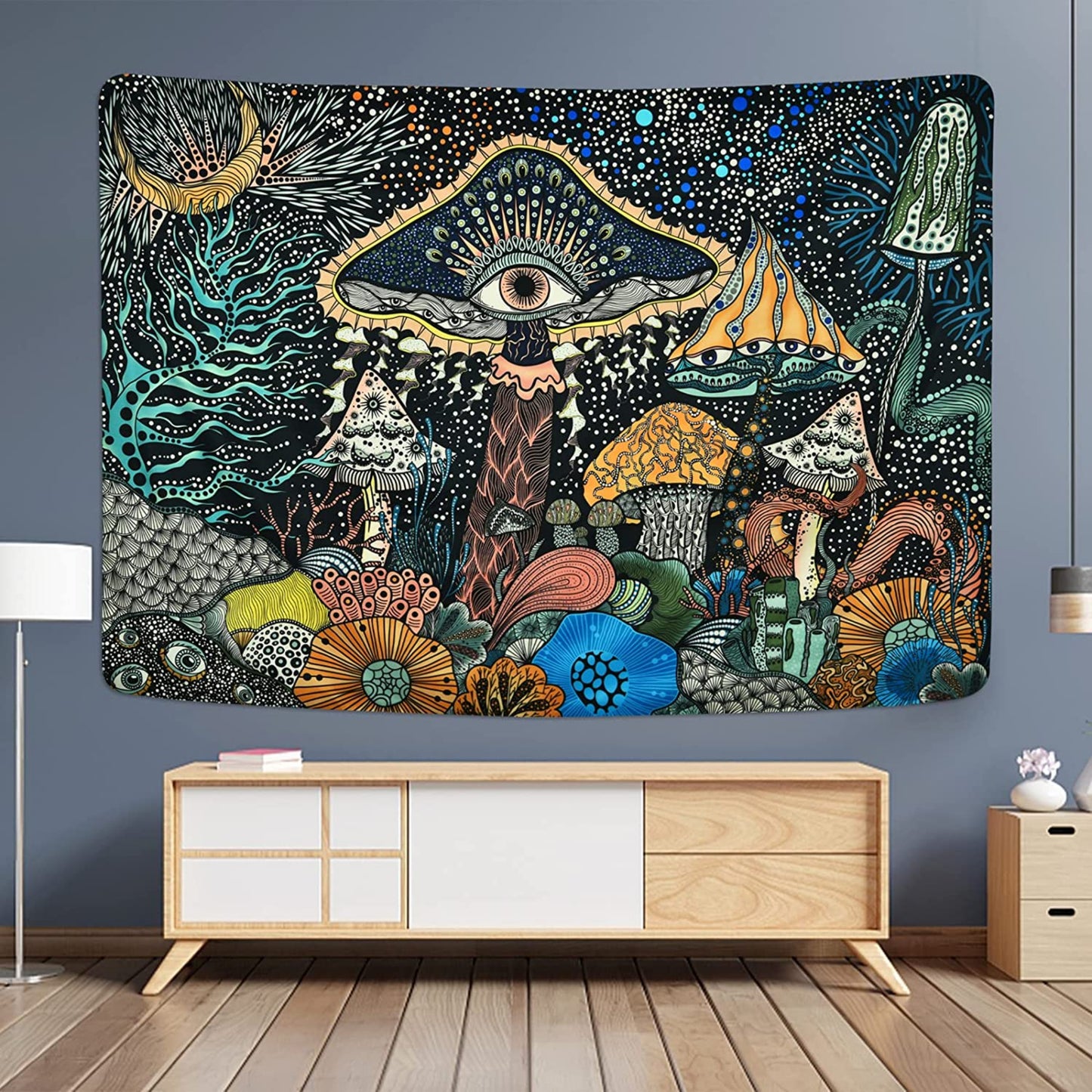 Psychedelic Tapestry, Trippy Wall Hanging, Mushroom Tapestries ,Eyes Tapestry Hippie Plants Tapestry, Bohemian Art Décor ,for Bedroom, Dorm
