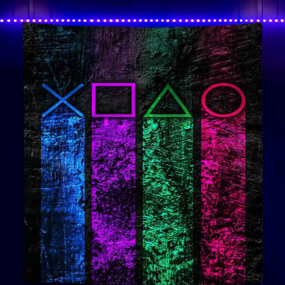 Video Game Wall Hanging Tapestry, Funny Blacklight Tapestry, UV Reactive Tapestry, Video Game Poster, Game Room Décor Art for Boys, Girls