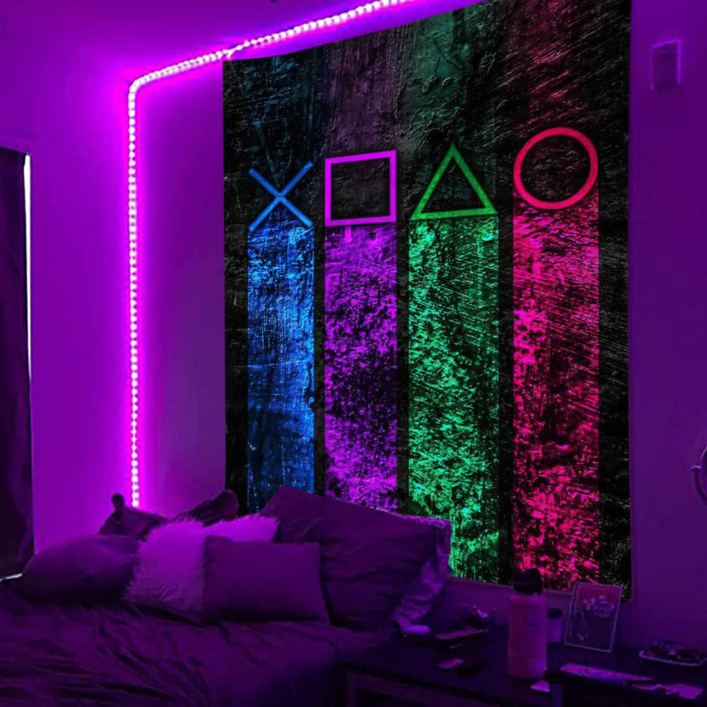 Video Game Wall Hanging Tapestry, Funny Blacklight Tapestry, UV Reactive Tapestry, Video Game Poster, Game Room Décor Art for Boys, Girls
