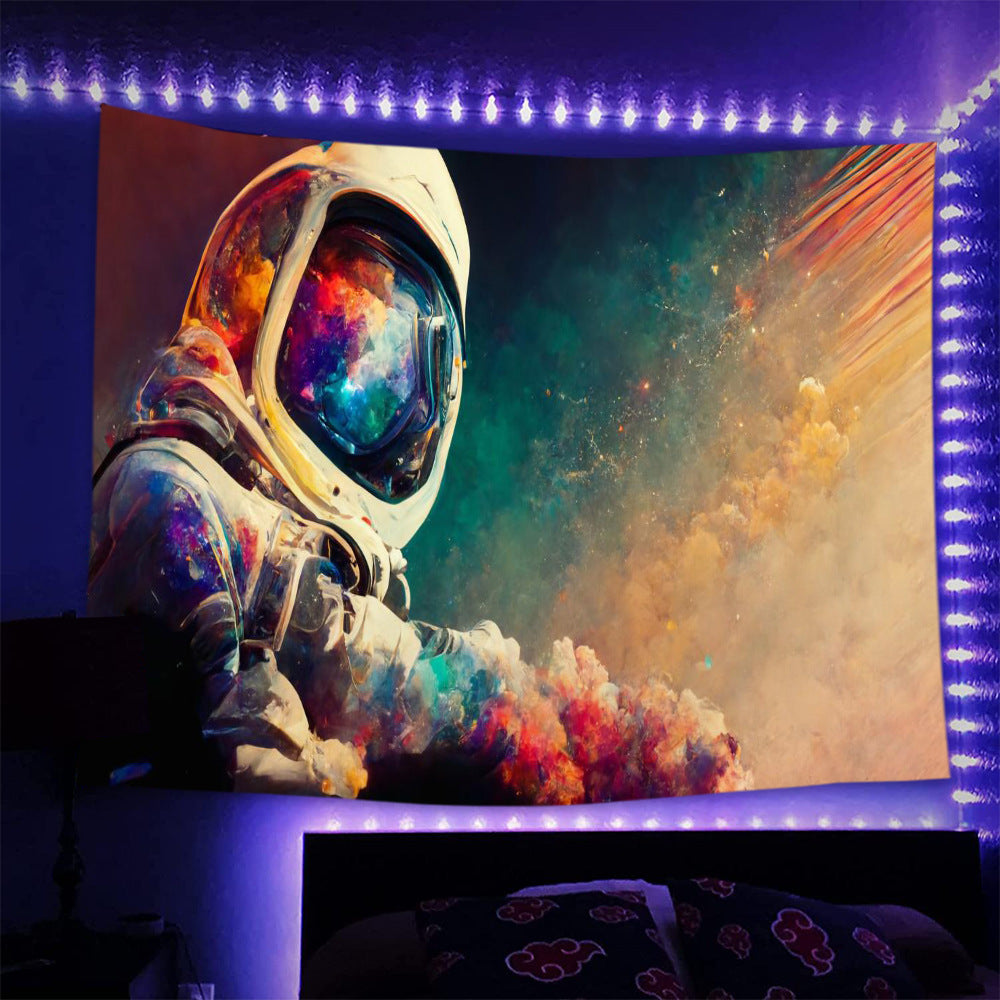 Blacklight Astronaut Tapestry, Trippy Fantasy Outer Space Tapestry, Psychedelic Black light Galaxy Poster For Living Room Bedroom Dorm Décor