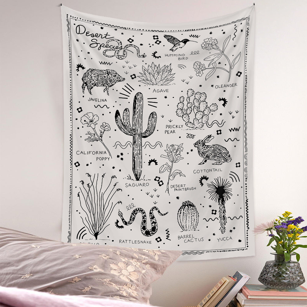 Boho Desert Décor, Cactus Tapestry Wall Hanging, Succulents Poster, Aesthetic Tapestry for Living Room Office Classroom Bedroom Dining