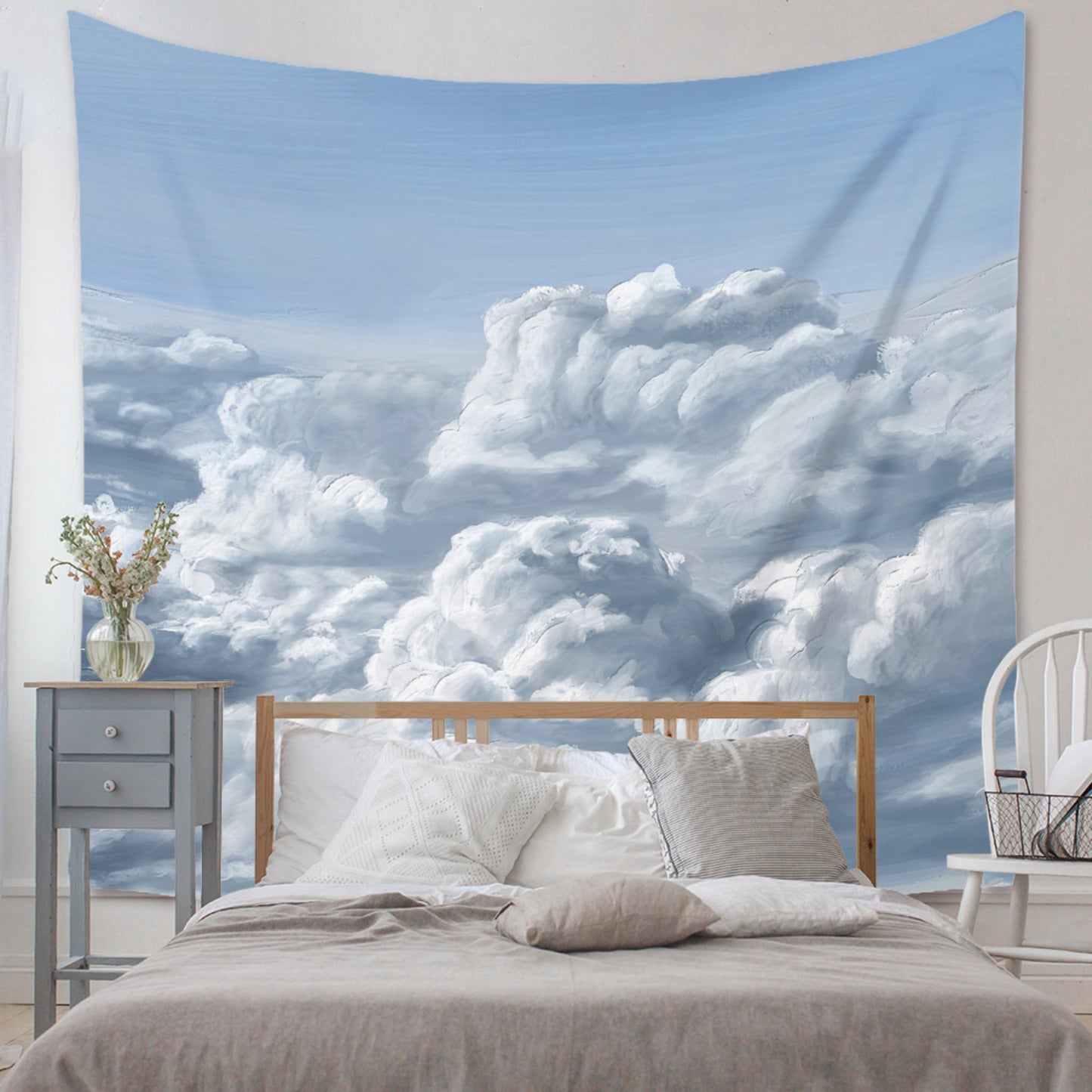 Sky Tapestry, Sun Blue Sky White Clouds Wall Hanging, serene wall art, Natural Nature Landscape Home Decor for Bedroom Living Room Dorm