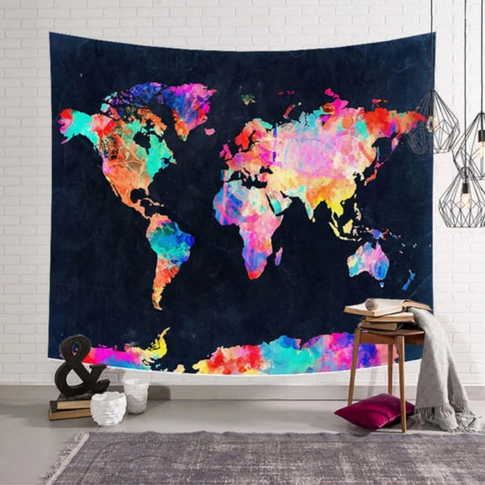 World Map Tapestry, Black Map Tapestry Wall Hanging, Modern Large Wall Decoration, Map Art, World Map Gift,  for Living Room Bedroom Dorm