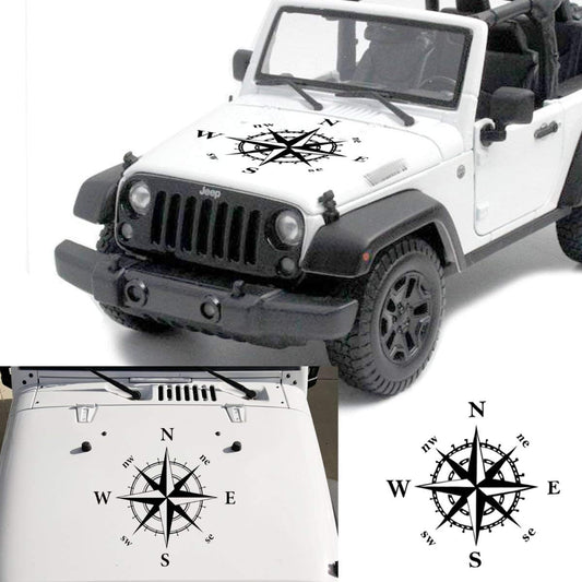 50x50cm Compass Pattern Car Hood Stickers Vinyl Decals Universal for Jeep for Wrangler Rubicon JK