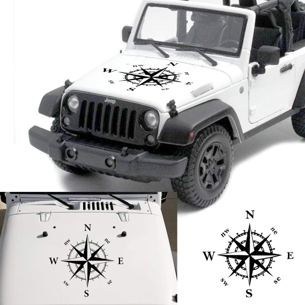 50x50cm Compass Pattern Car Hood Stickers Vinyl Decals Universal for Jeep for Wrangler Rubicon JK