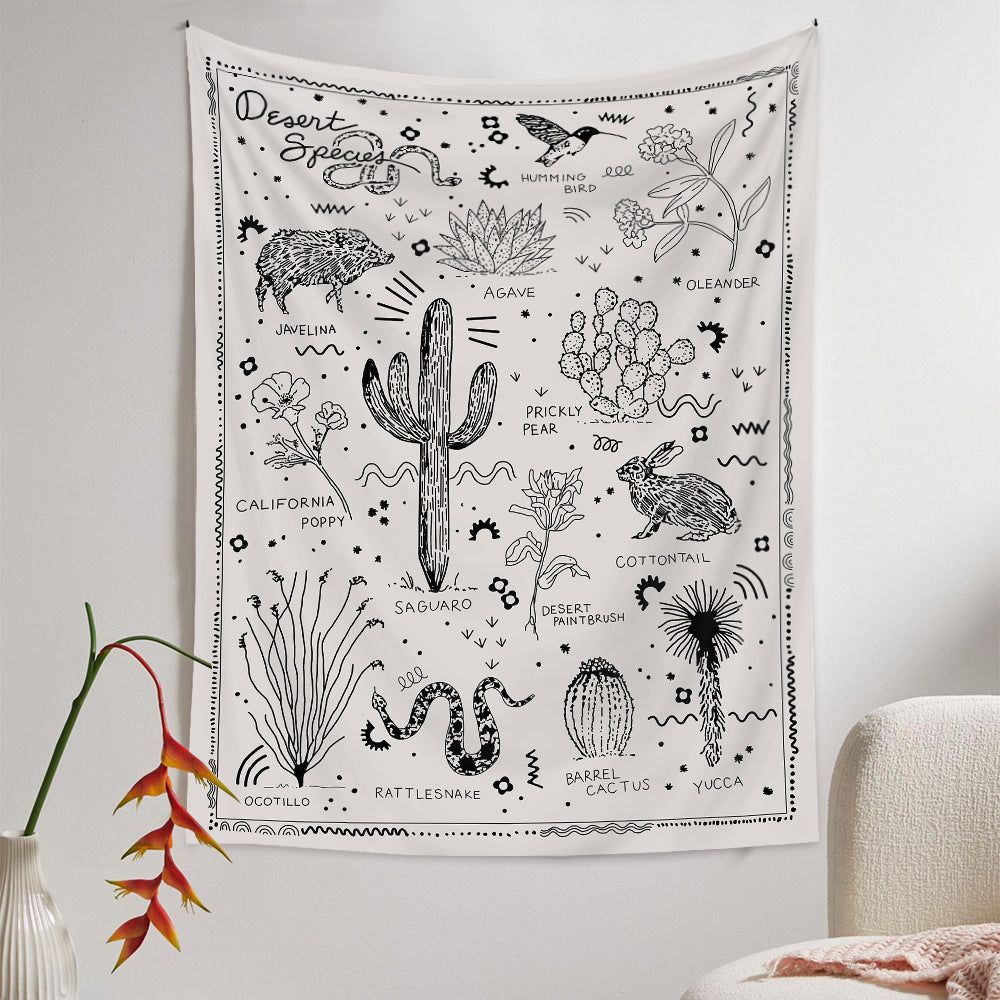 Boho Desert Décor, Cactus Tapestry Wall Hanging, Succulents Poster, Aesthetic Tapestry for Living Room Office Classroom Bedroom Dining