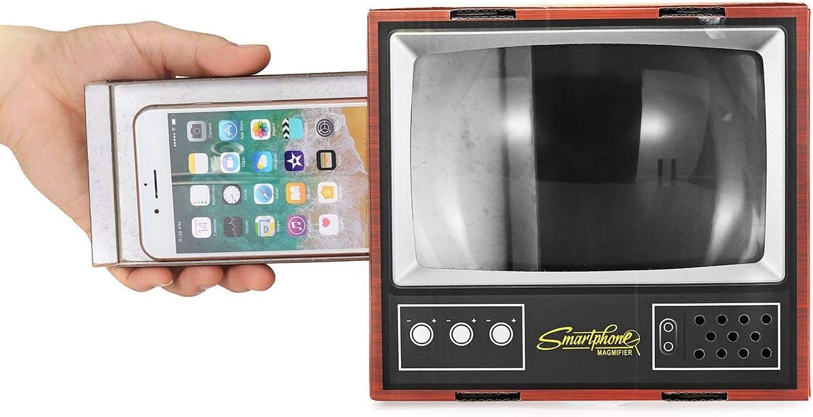 Kid Toy Cardboard Retro TV Phone Magnifier Stand Phone Holder Enlarge Mount Gift