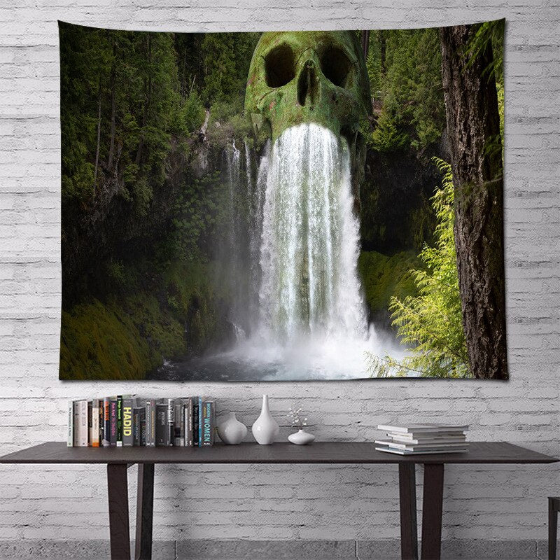 Waterfalls Décor, Goth Skull Tapestry, Magic Forest Fairy Wall Tapestry,  Wall Art Picture for Home Decor Wall Decor Poster for Bedroom Dorm