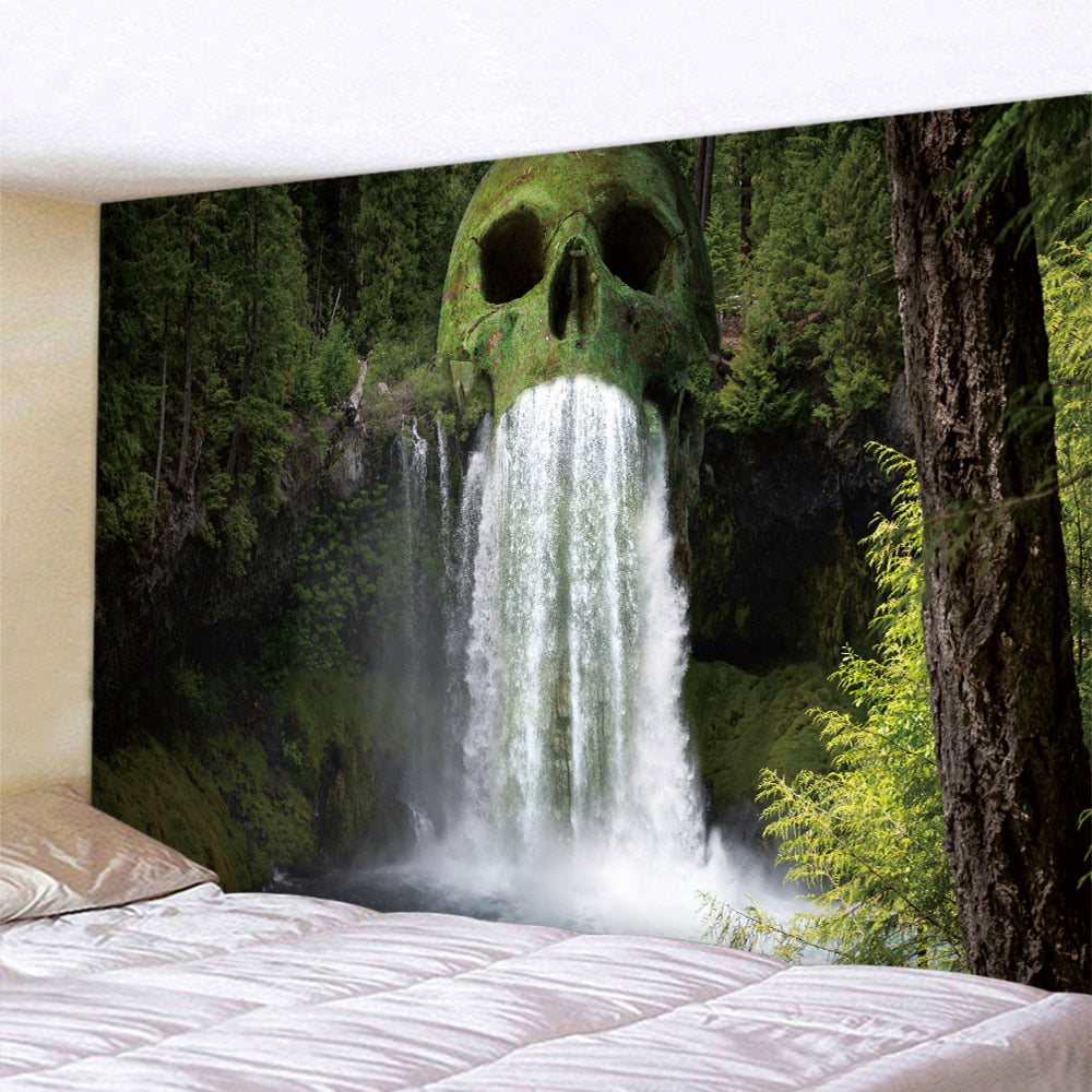 Waterfalls Décor, Goth Skull Tapestry, Magic Forest Fairy Wall Tapestry,  Wall Art Picture for Home Decor Wall Decor Poster for Bedroom Dorm