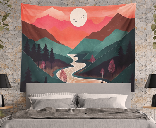 Nature Wall Tapestry, Mountain Tapestry, Scenic Landscape Hanging, Abstract Art Print, Boho Home Decor Aesthetics Bedroom Living Room Dorm