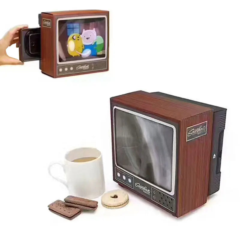 Kid Toy Cardboard Retro TV Phone Magnifier Stand Phone Holder Enlarge Mount Gift
