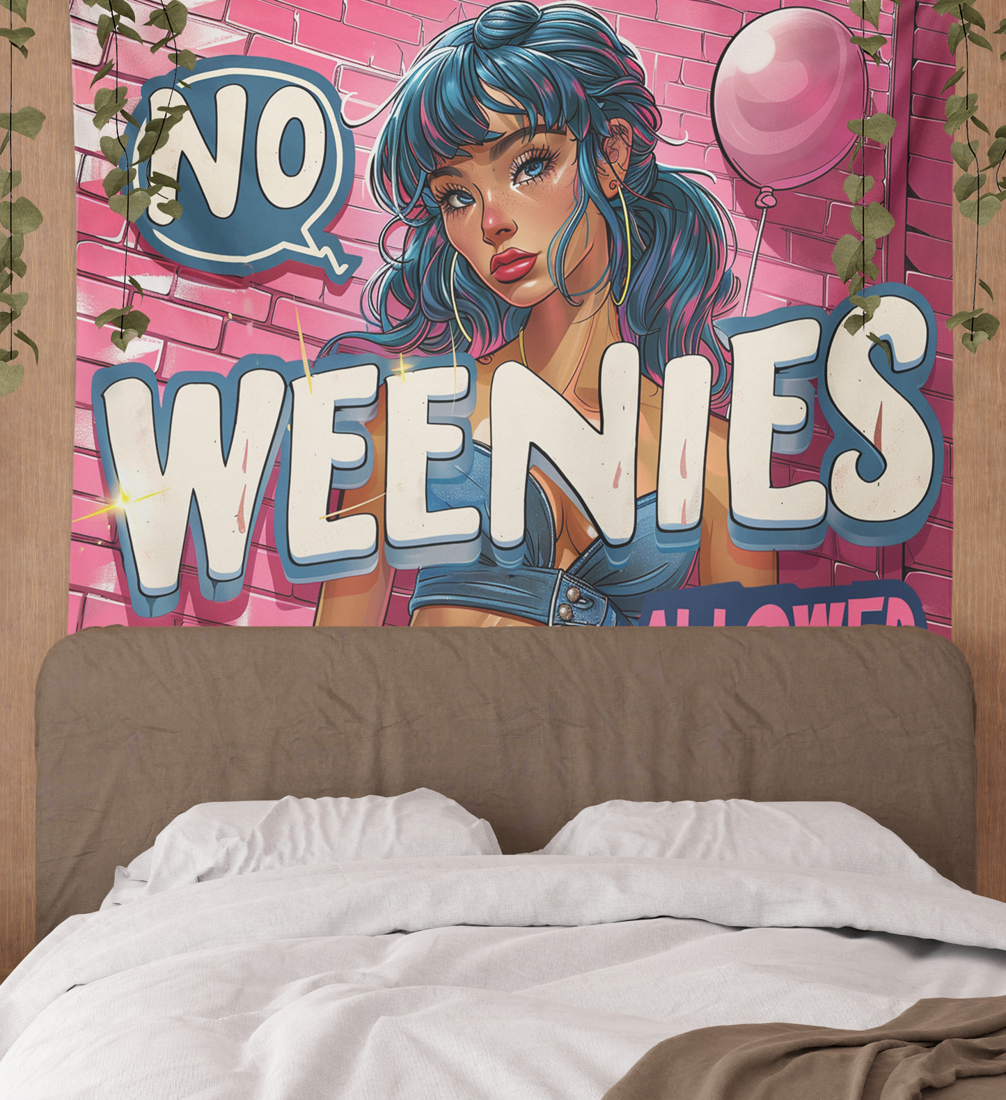 Funny Tapestry, No Weenies Allowed, Spongebob, Meme Flags, Quote Wall Hanging, College, Dorm Décor , Cartoon Humor Art