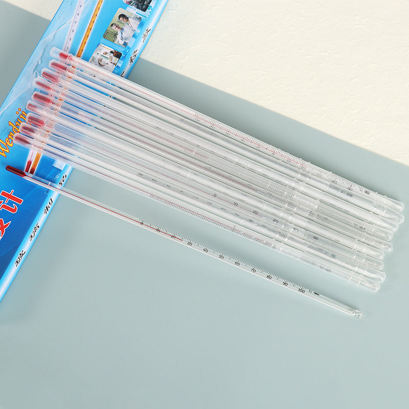 Factory supply red liquor kerosene glass thermometer 0-50-100-200 degrees 30cm stick red water thermometer