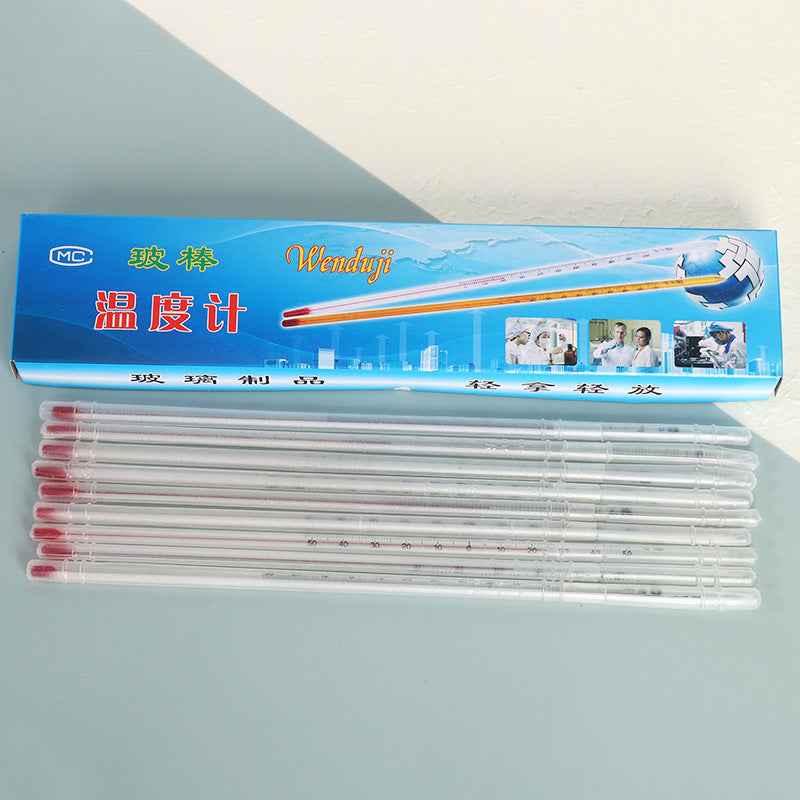 Factory supply red liquor kerosene glass thermometer 0-50-100-200 degrees 30cm stick red water thermometer