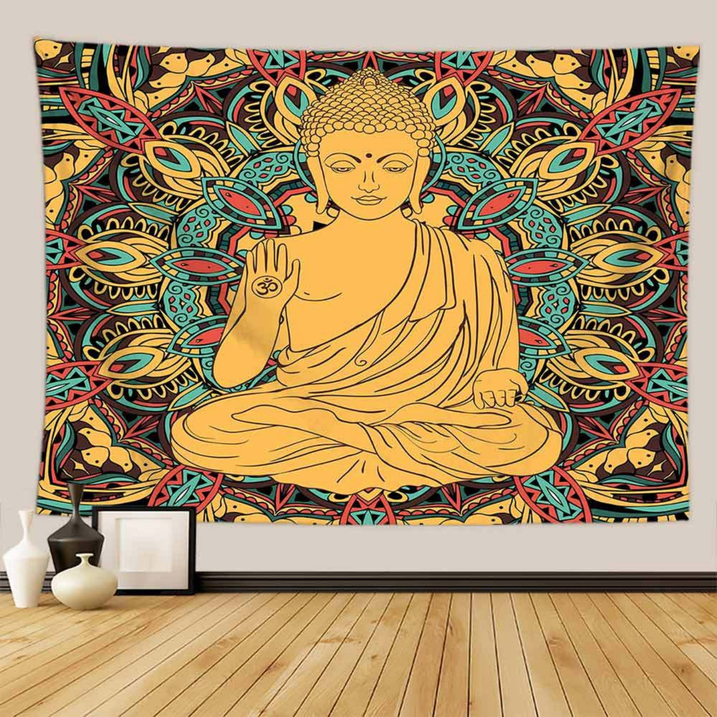 Buddha Tapestry, Buddhist Wall Hanging , Spiritual Wall Art , Meditation Room Décor, Tibetan Mandala, Yoga Mat, Zen Buddhism