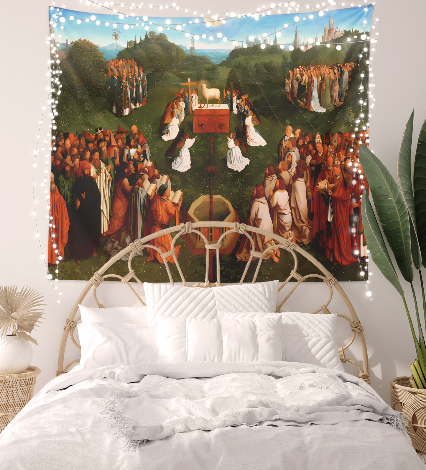 Jan Van Eyck, Ghent Altarpiece, Adoration of the Lamb Tapestry Wall Hanging, Famous Paintings Wall Art Print, Bedroom, Dorm