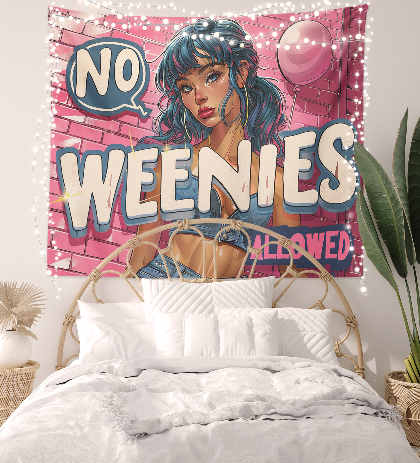 Funny Tapestry, No Weenies Allowed, Spongebob, Meme Flags, Quote Wall Hanging, College, Dorm Décor , Cartoon Humor Art