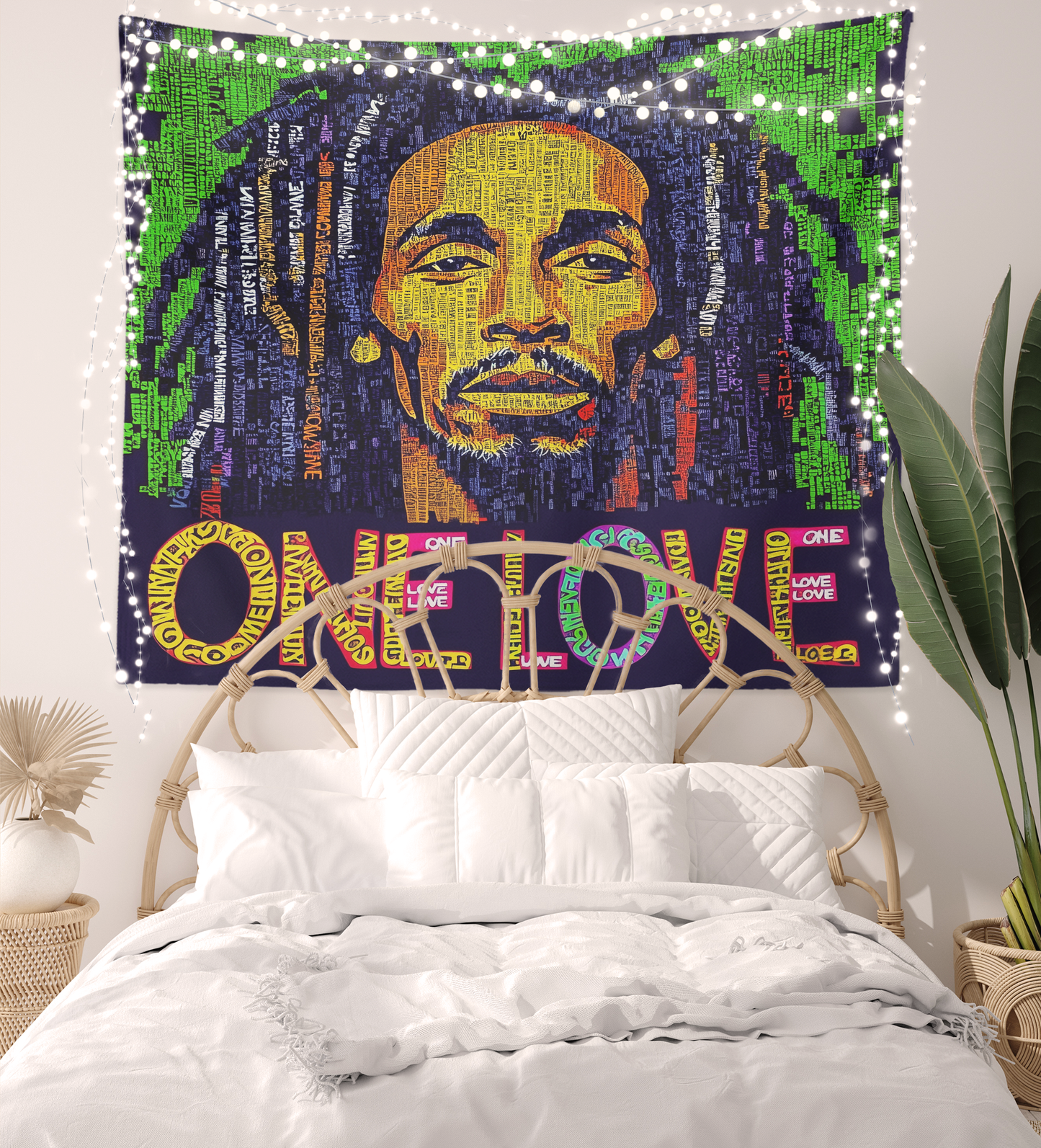 Bob Marley One Love Tapestry, Bob Marley One Love Wall Hanging, Bobmarley Quote Poster, Reggae Music Art, Rastafarian Flag for Dorm, Bedroom